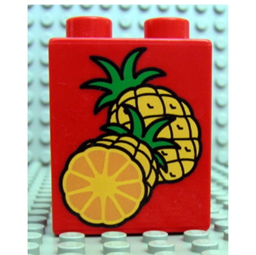 Duplo Brick 1 × 2 × 2 with Pineapples Print Rot