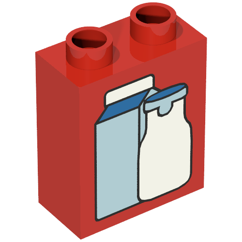 Duplo Brick 1 × 2 × 2 with Carton and Bottle Print