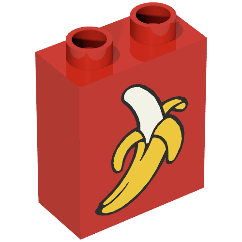 Duplo Brick 1 × 2 × 2 with Banana Peeled Print