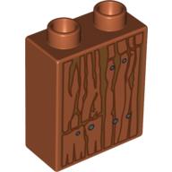 Duplo Brick 1 × 2 × 2 with Wood Grain Print Dark Orange