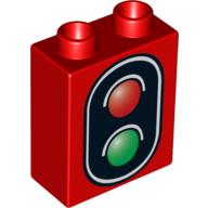 Duplo Brick 1 × 2 × 2 with No Bottom Tube, Traffic Signal Double Print