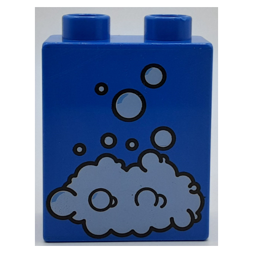 Duplo Brick 1 × 2 × 2 with Soap Bubble Print Blue