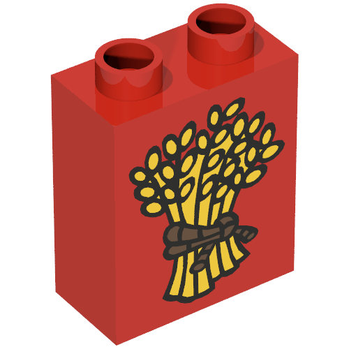 Duplo Brick 1 × 2 × 2 with Wheat and Braided Rope Print Rot
