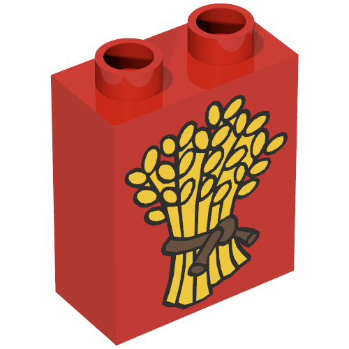 Duplo Brick 1 × 2 × 2 with Wheat and Plain Rope Print Rot