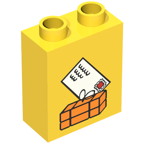 Duplo Brick 1 × 2 × 2 with Parcel and Mail Envelope Print