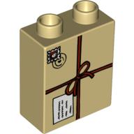 Duplo Brick 1 × 2 × 2 with Tied Parcel and Postmark Print