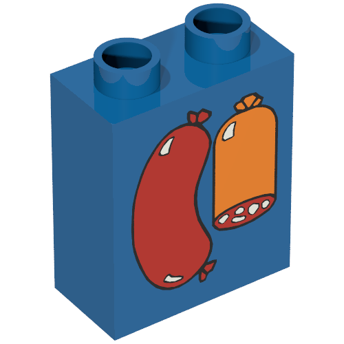 Duplo Brick 1 × 2 × 2 with Sausages Print Blau