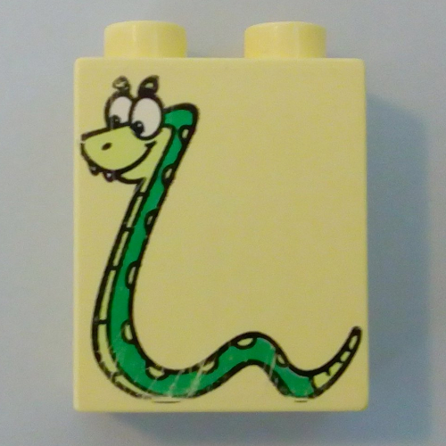 Duplo Brick 1 × 2 × 2 with Spotted Snake Print (From Dora The Explorer) Bright Light Yellow