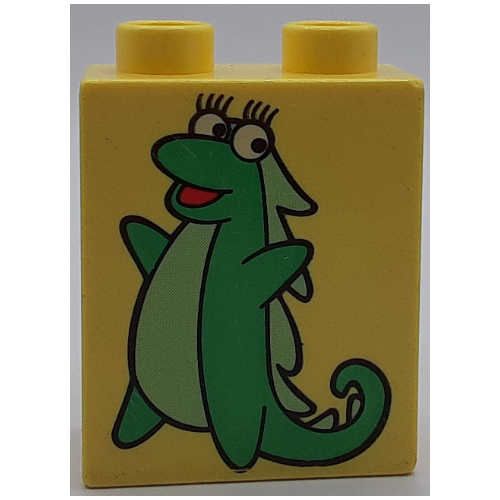 Duplo Brick 1 × 2 × 2 with Issa Print Bright Light Yellow