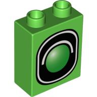 Duplo Brick 1 × 2 × 2 with Traffic Signal Single Print Hellgrün