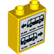 Duplo Brick 1 × 2 × 2 with Bus Schedule Print (5636) Yellow
