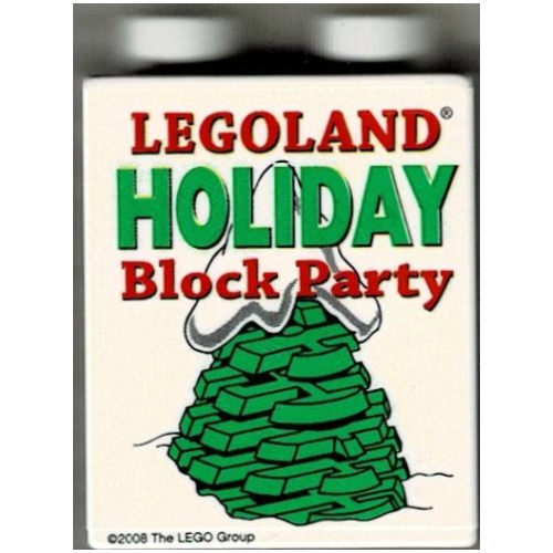 Duplo Brick 1 × 2 × 2 with Holiday Block Party 2008 Print White