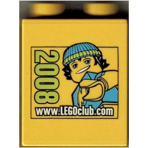 Duplo Brick 1 × 2 × 2 with www.LEGOclub.com 2008 Print Yellow