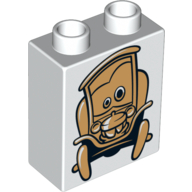 Duplo Brick 1 × 2 × 2 with Golden Stanley Car Print White