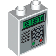 Duplo Brick 1 × 2 × 2 with Key Pad and '51337' Display Print White