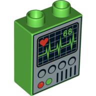 Duplo Brick 1 × 2 × 2 with Heart Monitor (EKG) Print Hellgrün