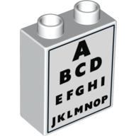 Duplo Brick 1 × 2 × 2 with Eye Chart Print White