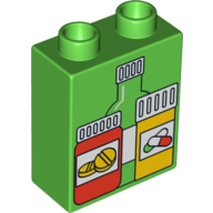 Duplo Brick 1 × 2 × 2 with Medicine and Pill Bottles Bright Green