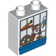 Duplo Brick 1 × 2 × 2 with Hamster in a Cage Print White