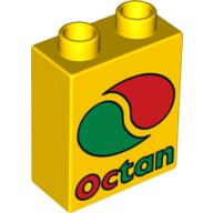 Duplo Brick 1 × 2 × 2 with Octan Logo Print Yellow