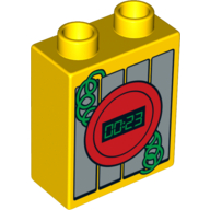 Duplo Brick 1 × 2 × 2 with Bomb Design with Digital Display Showing '00:23' & Green Wires Yellow