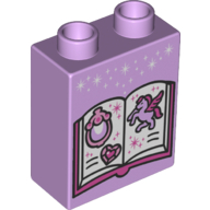 Duplo Brick 1 × 2 × 2 with Book with Horse with Wings Print Lavendel