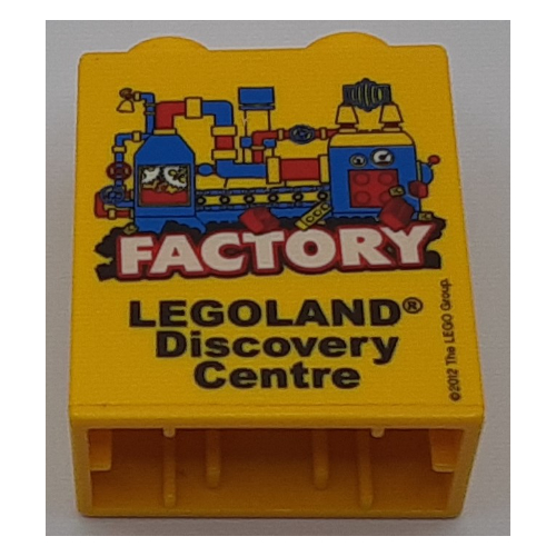 Duplo Brick 1 × 2 × 2 Legoland Discovery Centre Factory Print Yellow