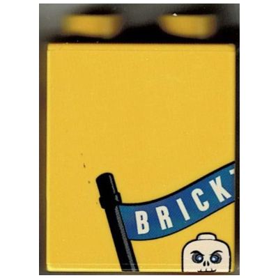 Duplo Brick 1 × 2 × 2 with Toys 'R' Us Bricktober Week 3 Print Yellow