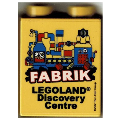 Duplo Brick 1 × 2 × 2 FABRIK LEGOLAND Discovery Centre, 2012 print Yellow