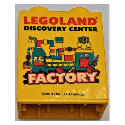 Duplo Brick 1 × 2 × 2 with Legoland Discovery Center Factory Print -2013 Yellow