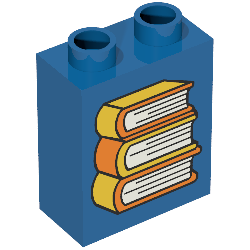 Duplo Brick 1 × 2 × 2 with Stack of 3 Books Print Blue