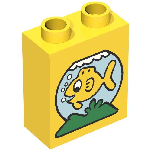 Duplo Brick 1 × 2 × 2 with Fishbowl Print Yellow