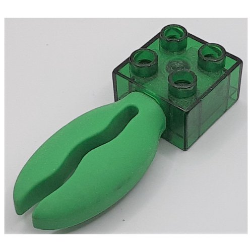 Duplo Brick 2 × 2 with Rubber Claw Trans-Green