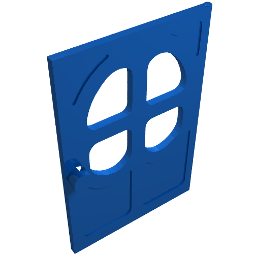 Fabuland, Door 1 × 6 × 7 with Round pane in 4 sections Blau