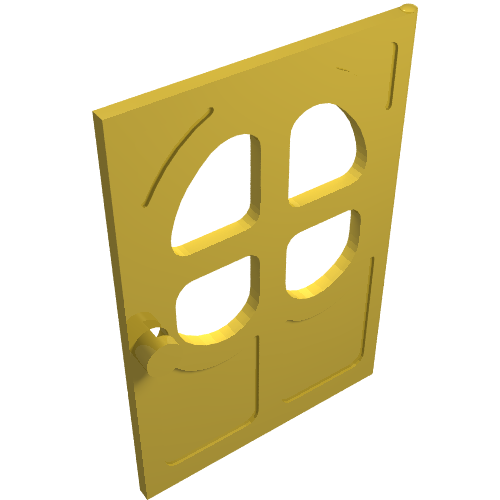 Fabuland, Door 1 × 6 × 7 with Round pane in 4 sections Yellow