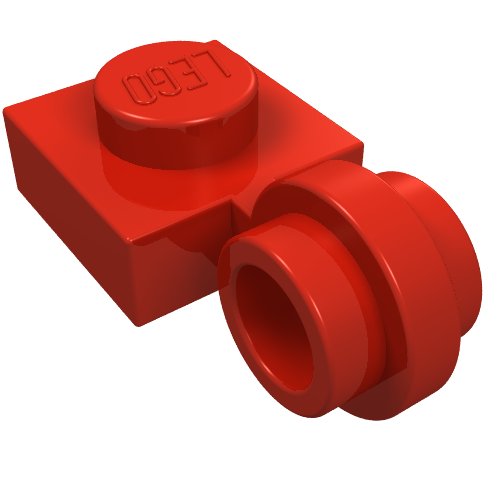 Plate Special 1 × 1 with Clip Light, Bar Hole [Thin Ring] Red