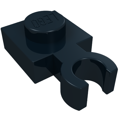 Plate Special 1 × 1 with Clip Vertical [Thin Open O Clip] Schwarz