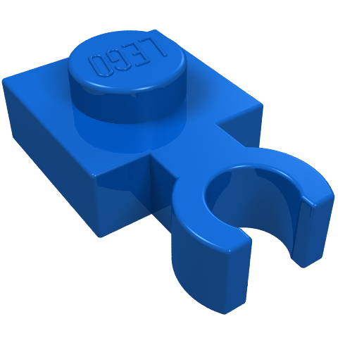 Plate Special 1 × 1 with Clip Vertical [Thin Open O Clip] Blau
