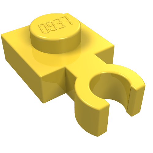 Plate Special 1 × 1 with Clip Vertical [Thin Open O Clip] Gelb