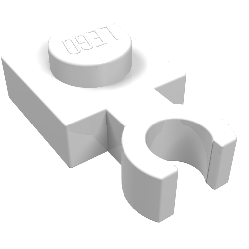 Plate Special 1 × 1 with Clip Vertical [Thin Open O Clip] Weiß