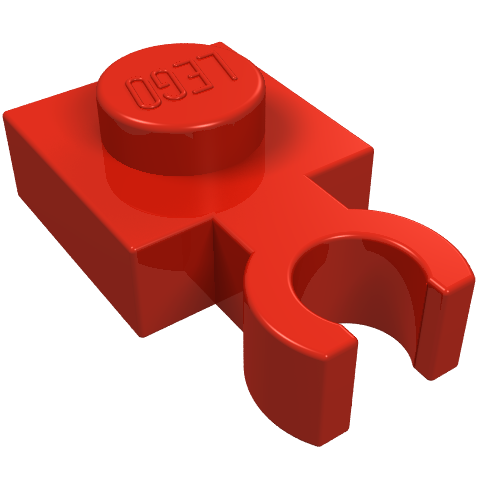 Plate Special 1 × 1 with Clip Vertical [Thin Open O Clip] Red