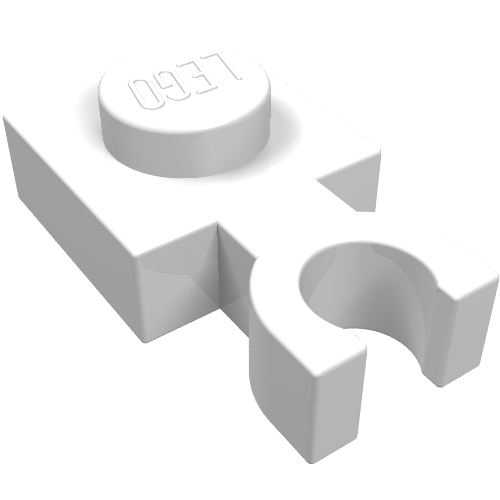 Plate Special 1 × 1 with Clip Vertical [Thin U Clip] White