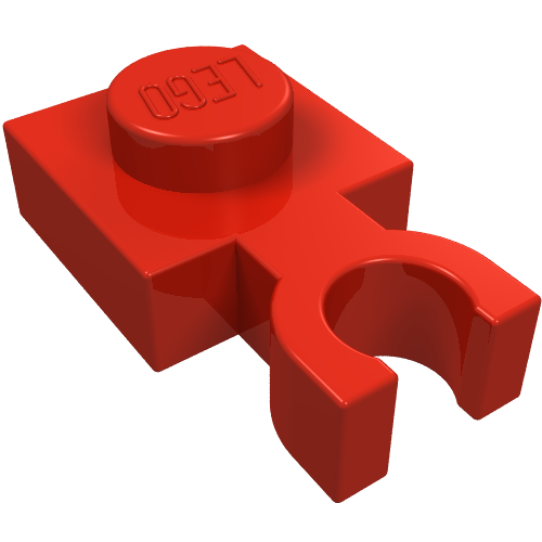 Plate Special 1 × 1 with Clip Vertical [Thin U Clip] Red