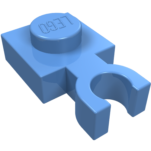 Plate Special 1 × 1 with Clip Vertical [Thin U Clip] Mittelblau