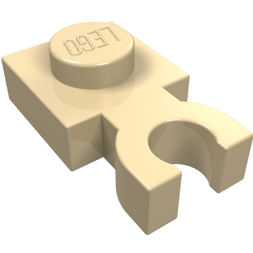Plate Special 1 × 1 with Clip Vertical [Thick U Clip] Tan