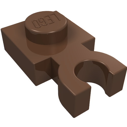 Plate Special 1 × 1 with Clip Vertical [Thick U Clip] Brown