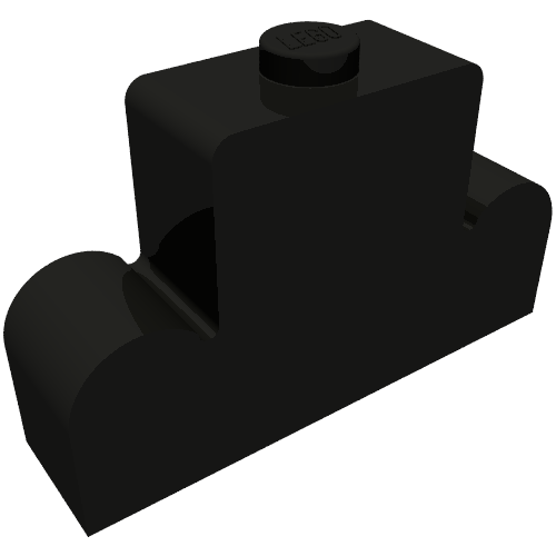 Brick Curved 1 × 4 × 2 Centre Stud Top Schwarz