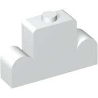 Brick Curved 1 × 4 × 2 Centre Stud Top White