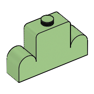 Brick Curved 1 × 4 × 2 Centre Stud Top Medium Green