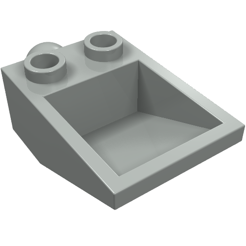 Construction Vehicle Bucket, Slope Inverted 33° 3 × 2 Hollow with Towball (Arm Piece) Hellgrau